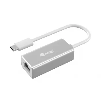 Equip USB Type C į RJ45 Gigabit tinklo adapteris, laidinis, USB Type-C, Ethernet, 1000 Mbit/s, sidabrinis