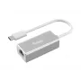 Equip USB Type C į RJ45 Gigabit tinklo adapteris, laidinis, USB Type-C, Ethernet, 1000 Mbit/s, sidabrinis