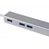 Equip USB-C į 3 prievadų USB 3.0 šakotuvas su Gigabit adapteriu, USB 3.2 Gen 1 (3.1 Gen 1) Type-C, sidabrinis, USB 3.2 Gen 1 (3.1 Gen 1) Type-A, WLAN, aliuminis, 22 mm, 15 mm
