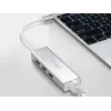 Equip USB-C į 3 prievadų USB 3.0 šakotuvas su Gigabit adapteriu, USB 3.2 Gen 1 (3.1 Gen 1) Type-C, sidabrinis, USB 3.2 Gen 1 (3.1 Gen 1) Type-A, WLAN, aliuminis, 22 mm, 15 mm