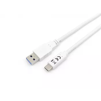 Equip USB 3.2 Gen 1 Type-C į A kabelis, M/M, 1 m, 1 m, USB A, USB C, USB 3.2 Gen 1 (3.1 Gen 1), 5 Gbit/s, Balta