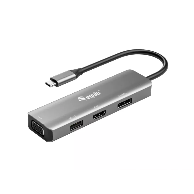 Equip USB-C į HDMI/DisplayPort/VGA/USB adapteris, USB Type-C, HDMI išvestis, DisplayPort išvestis, VGA (D-Sub) išvestis, 3840 x 2160 pikselių