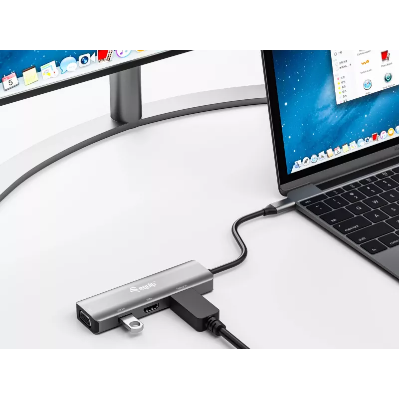Equip USB-C į HDMI/DisplayPort/VGA/USB adapteris, USB Type-C, HDMI išvestis, DisplayPort išvestis, VGA (D-Sub) išvestis, 3840 x 2160 pikselių