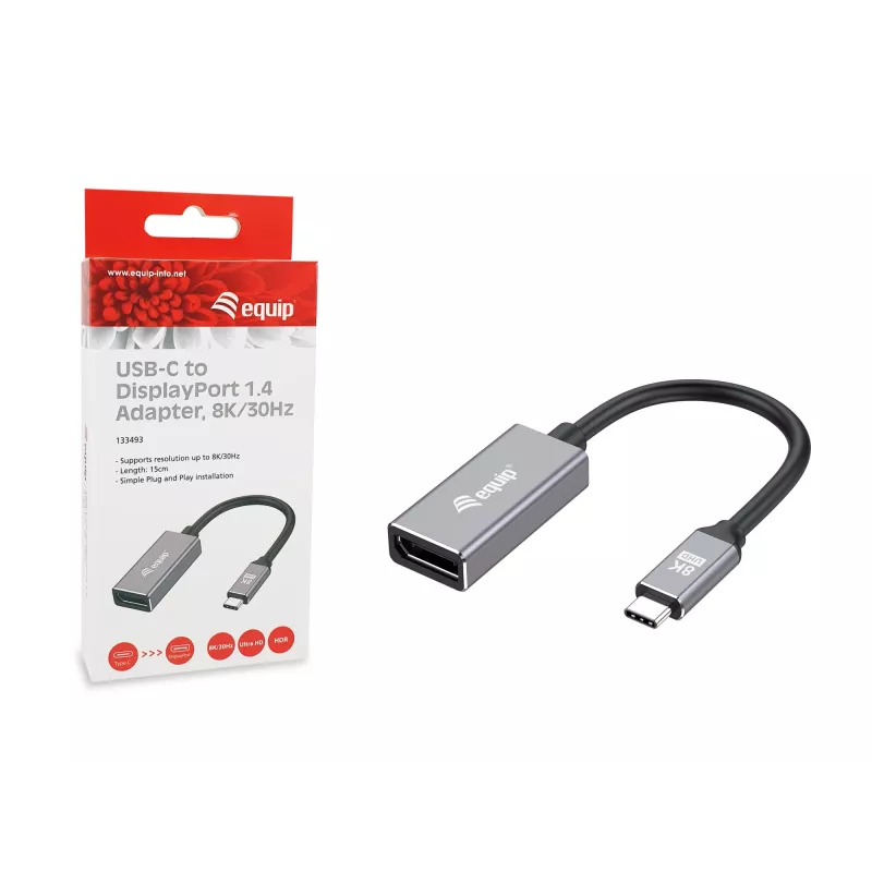 Equip USB-C prie DisplayPort 1.4 adapteris 8K 30Hz 0.15m
