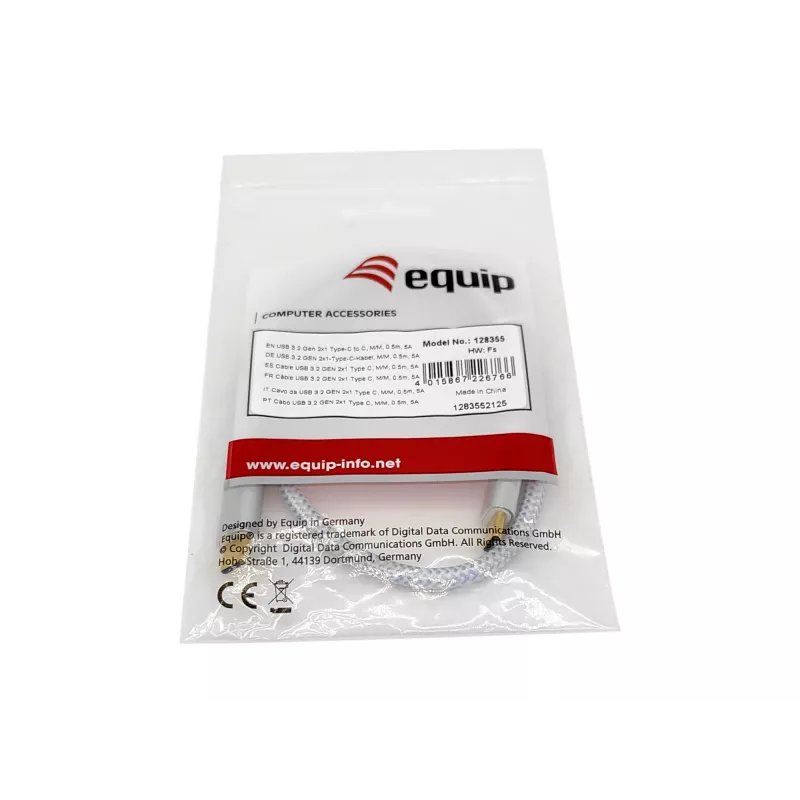 Equip USB 3.2 Gen 2 C į C kabelis, M/M, 2,0 m, 5 A, PD 100 W, 4K/60 Hz, 10 Gbps