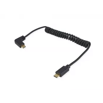 Equip USB 2.0 C į C 90° kampuotas spiralinis laidas M/M 1 m juodas