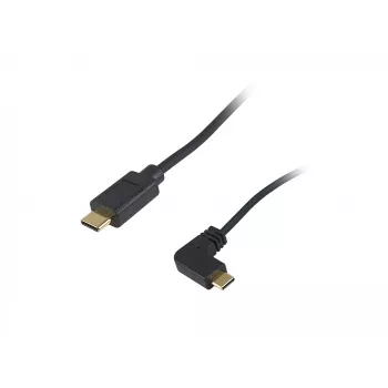 Equip USB 2.0 C į C 90° kampuotas spiralinis laidas M/M 1 m juodas