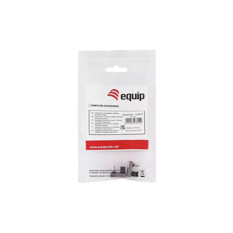 USB 4 C-C U kištuko adapteris Equip 133477 40 Gbps PD 240 W 2 vnt. pakuotė