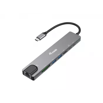 Equip USB-C 8 viename daugiafunkcis adapteris, laidinis, USB Type-C, 100 W, 1000 Mbit/s, 1000BASE-T, IEEE 802.3ab