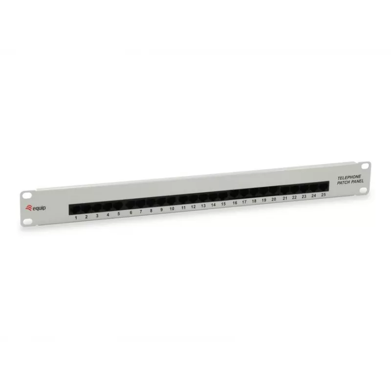 “Equip” 25 prievadų Cat.3 RJ45 ISDN pataisų skydelis, šviesiai pilkas