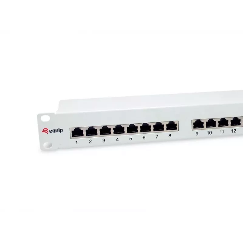 Equip 24 prievadų Cat.6 ekranuotas pataisymo skydelis, šviesiai pilkas