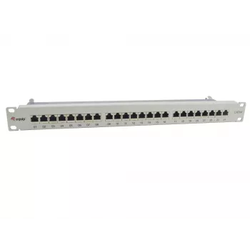 Equip 24 prievadų Cat.6A ekranuotas skirstomasis skydas, šviesiai pilkas, 10/100/1000Base-T(X), Gigabit Ethernet, 1000 Mbit/s, RJ-45, Cat6a, montavimas stove