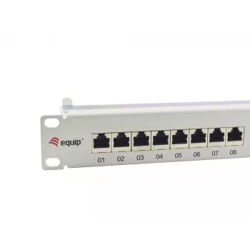 Equip 24 prievadų Cat.6A ekranuotas skirstomasis skydas, šviesiai pilkas, 10/100/1000Base-T(X), Gigabit Ethernet, 1000 Mbit/s, RJ-45, Cat6a, montavimas stove