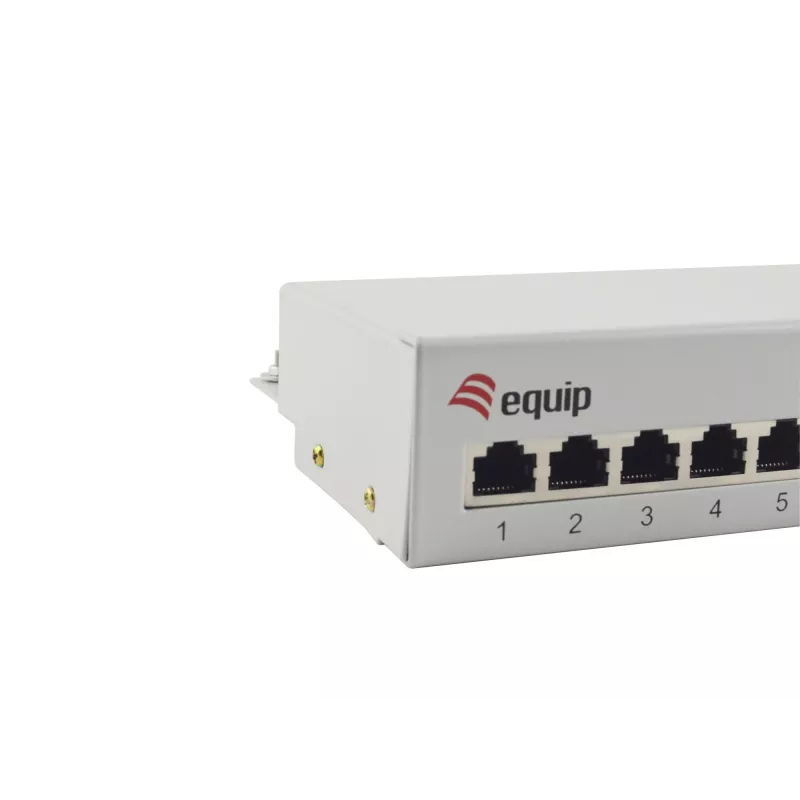 Equip 12 prievadų Cat.6 stalinis pataisos skydelis, šviesiai pilkas, 10/100/1000Base-T(X), Gigabit Ethernet, 1000 Mbit/s, RJ-45, Cat6, 1U