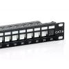 Equip 24 prievadų Keystone Cat.6 ekranuotas pataisos skydelis, juodas, Cat6, montavimas stove, 1U, juodas, 92,5 mm, 483 mm