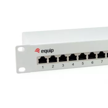 Equip 12 prievadų Cat.6 ekranuotas pataisų skydas, šviesiai pilkas, Gigabit Ethernet, 1000 Mbit/s, RJ-45, Cat6, Cat6e, 1U, Pilka