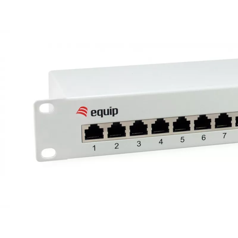 Equip 12 prievadų Cat.6 ekranuotas pataisų skydas, šviesiai pilkas, Gigabit Ethernet, 1000 Mbit/s, RJ-45, Cat6, Cat6e, 1U, Pilka