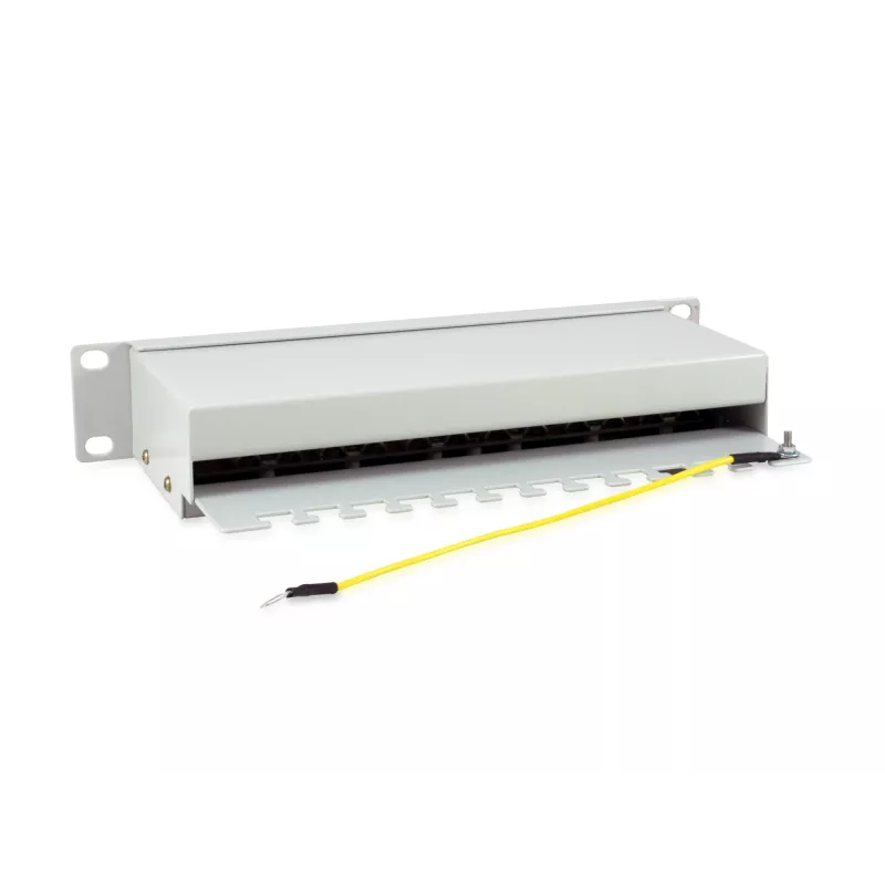 Equip 12 prievadų Cat.6 ekranuotas pataisų skydas, šviesiai pilkas, Gigabit Ethernet, 1000 Mbit/s, RJ-45, Cat6, Cat6e, 1U, Pilka