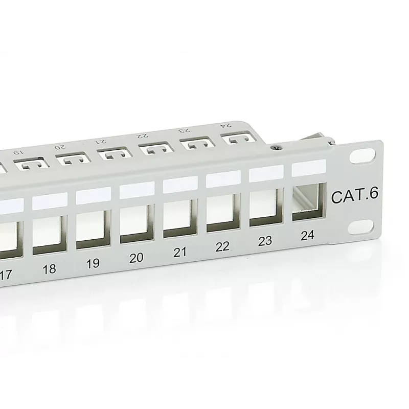 Equip 24 prievadų Keystone Cat.6 ekranuotas pataisų skydelis, šviesiai pilkas