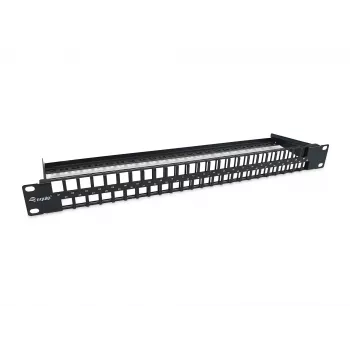 Equip 48 prievadų Keystone Cat.6 neekranuotas pataisų skydelis, juodas, RJ-45, Cat6, 1U, juodas, plienas, REACH, RoHS