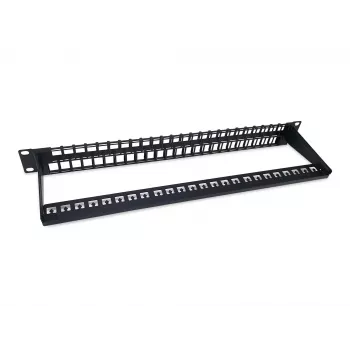 Equip 48 prievadų Keystone Cat.6 neekranuotas pataisų skydelis, juodas, RJ-45, Cat6, 1U, juodas, plienas, REACH, RoHS