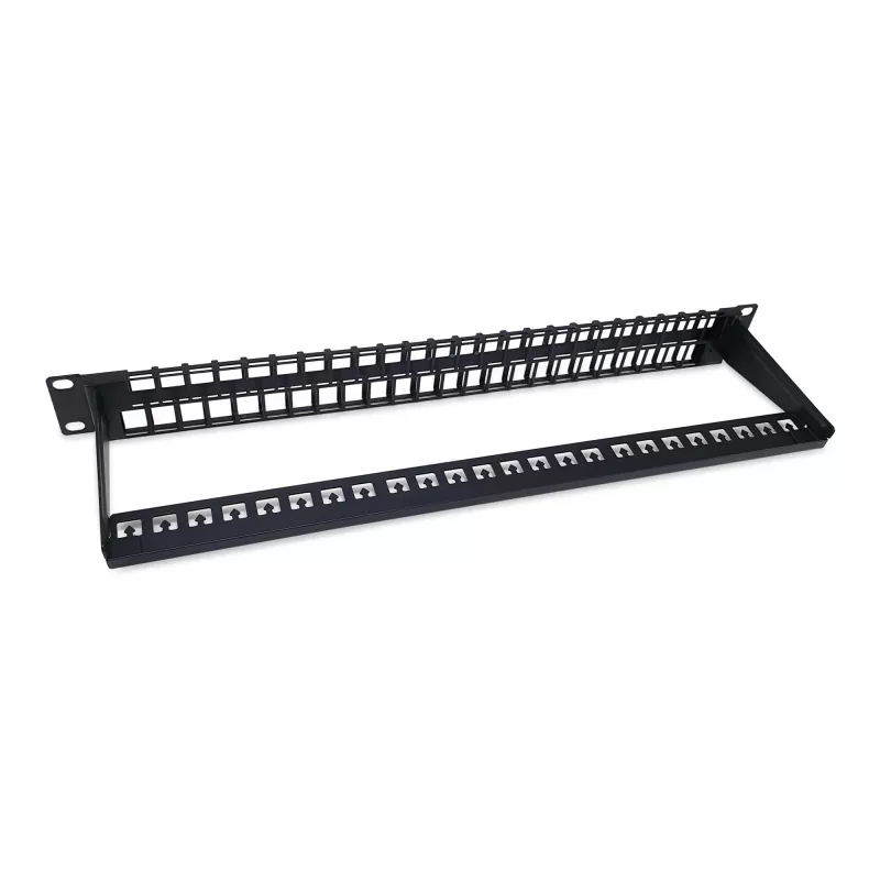 Equip 48 prievadų Keystone Cat.6 neekranuotas pataisų skydelis, juodas, RJ-45, Cat6, 1U, juodas, plienas, REACH, RoHS