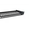 Equip 48 prievadų Keystone Cat.6 neekranuotas pataisų skydelis, juodas, RJ-45, Cat6, 1U, juodas, plienas, REACH, RoHS