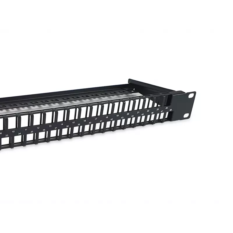 Equip 48 prievadų Keystone Cat.6 neekranuotas pataisų skydelis, juodas, RJ-45, Cat6, 1U, juodas, plienas, REACH, RoHS