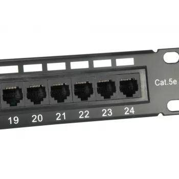 Equip 24 prievadų Cat.5e neekranuotas pataisų skydas, juodas, Cat5e, montavimas į stovą, 1U, juodas, RoHS, CE