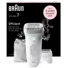 Epiliatorius BRAUN Silk-épil 7 7-041 — belaidis šlapiam ir sausam naudojimui epiliatorius su „MicroGrip“, masažu, skustuvu ir bikini kirpikliu, pilka / balta