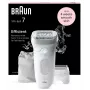 Epiliatorius BRAUN Silk-épil 7 7-041 — belaidis šlapiam ir sausam naudojimui epiliatorius su „MicroGrip“, masažu, skustuvu ir bikini kirpikliu, pilka / balta