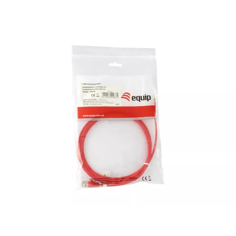 Tinklo laidas Equip Cat.6A F/FTP plonas komutacinis kabelis RJ-45 2 m raudonas