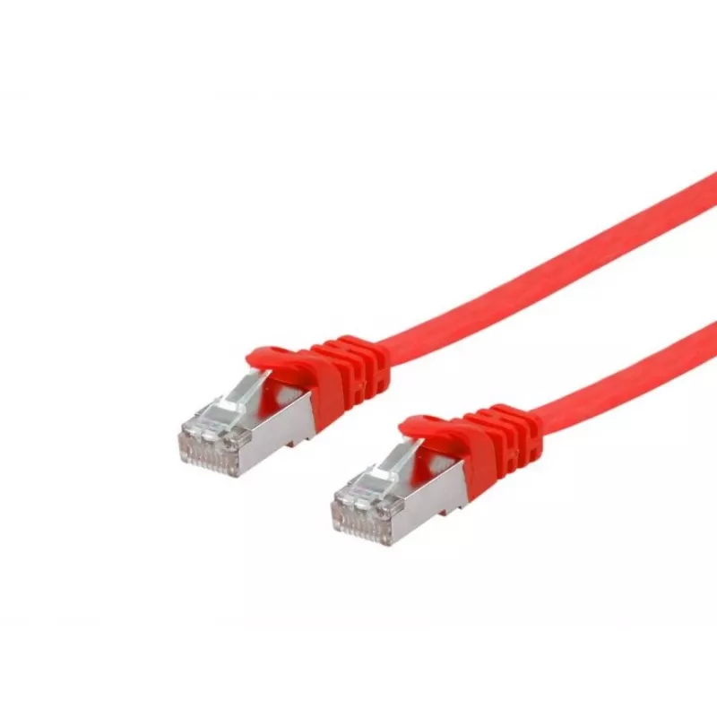 Equip Cat.6A U/FTP plokščias komutacinis kabelis, 10,0 m, raudonas