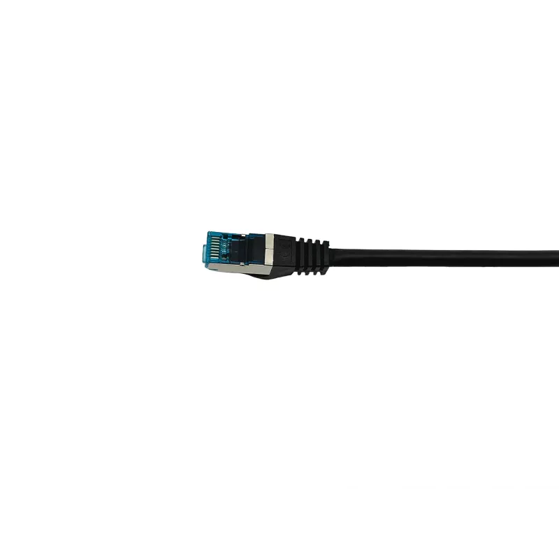 Equip Cat.6A S/FTP komutacinis kabelis, kampuotas prie tiesaus kištuko, 3,0 m, juodas
