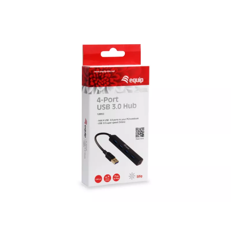 Equip 128953 sąsajos šakotuvas USB 3.2 Gen 1 (3.1 Gen 1) Type-A 5000 Mbit/s juodas