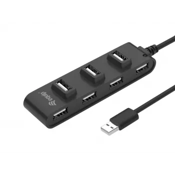 Equip 7 prievadų USB 2.0 šakotuvas, USB 2.0, USB 2.0, 480 Mbit/s, juoda, Kinija, CE, RoHS