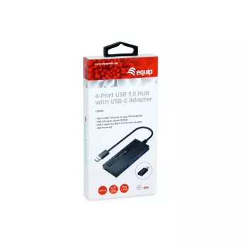 USB Hub Equip 4 prievadų USB 3.0 su USB-C adapteriu