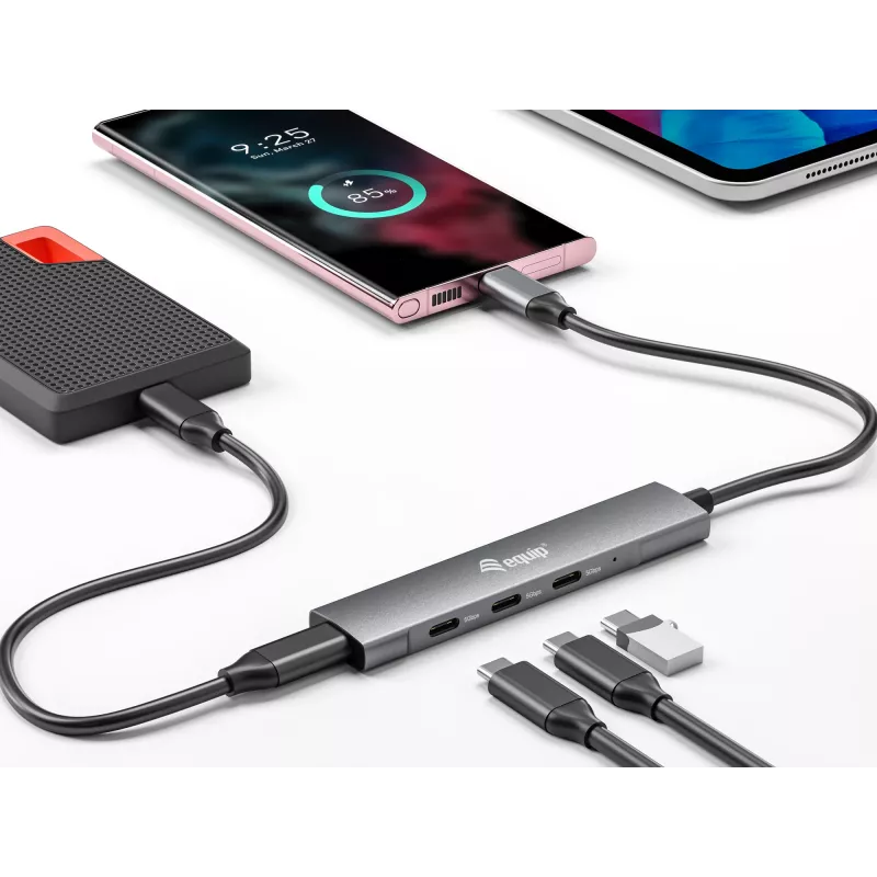 Equip USB-C 4 prievadų USB 3.2 Gen 1 šakotuvas