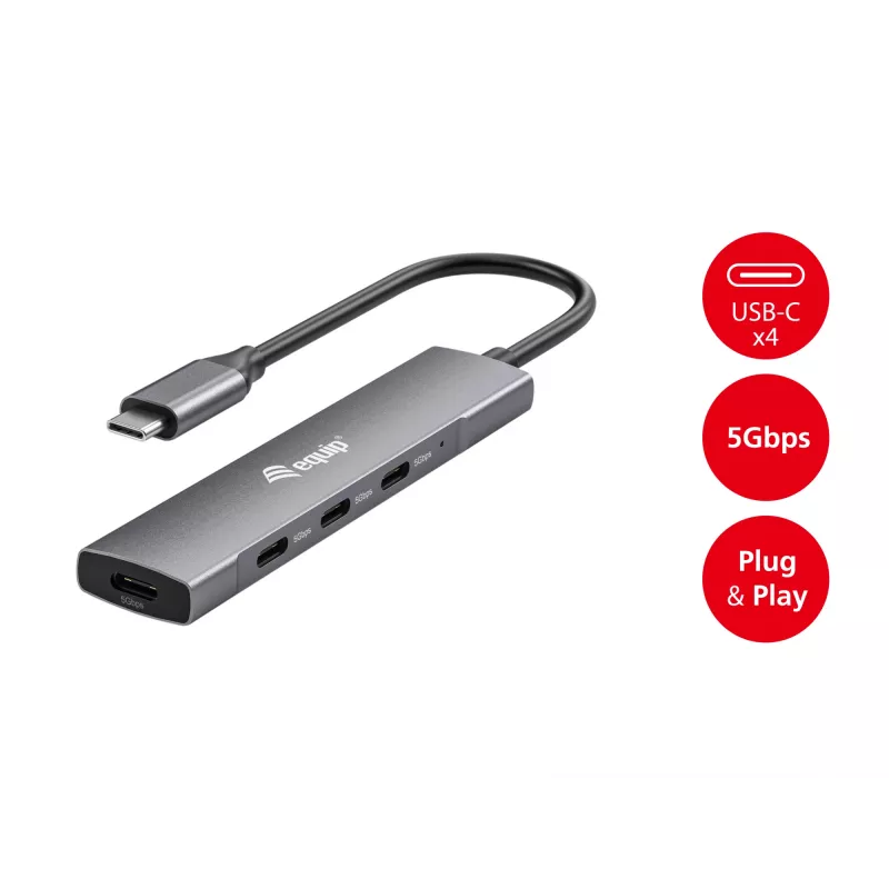 Equip USB-C 4 prievadų USB 3.2 Gen 1 šakotuvas