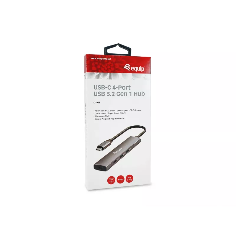 Equip USB-C 4 prievadų USB 3.2 Gen 1 šakotuvas