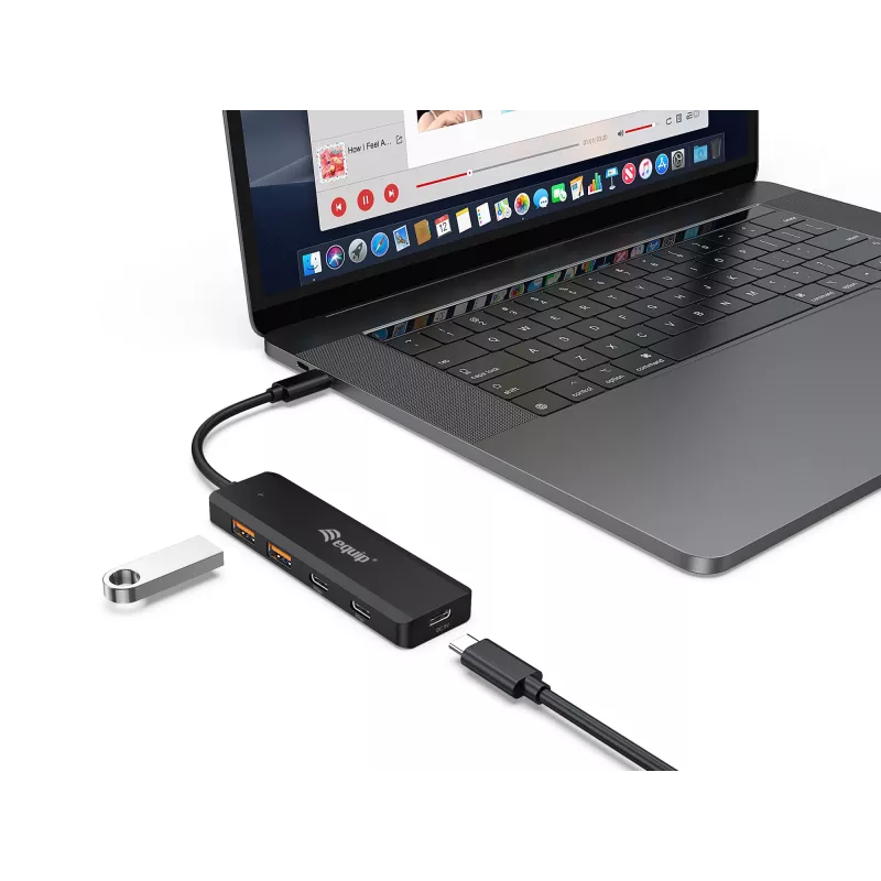 Equip USB-C 4 prievadų USB 3.2 Gen 2 (10 Gbps) šakotuvas, USB-C x 2, USB-A x 2