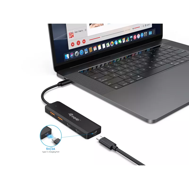 Equip USB-C 4 prievadų USB 3.2 Gen 2 (10 Gbps) šakotuvas, USB-C x 2, USB-A x 2