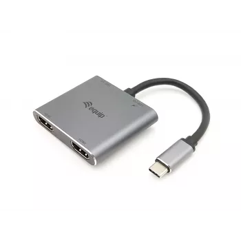 Equip USB-C 4 in 1 Dual HDMI Adapter, USB 3.2 Gen 1 (3.1 Gen 1) Type-C, sidabrinis, 4K Ultra HD, 30 Hz, HDMI, aliuminis