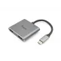 Equip USB-C 4 in 1 Dual HDMI Adapter, USB 3.2 Gen 1 (3.1 Gen 1) Type-C, sidabrinis, 4K Ultra HD, 30 Hz, HDMI, aliuminis