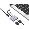 Equip USB-C 4 in 1 Dual HDMI Adapter, USB 3.2 Gen 1 (3.1 Gen 1) Type-C, sidabrinis, 4K Ultra HD, 30 Hz, HDMI, aliuminis