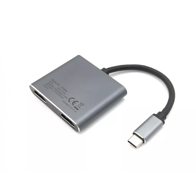 Equip USB-C 4 in 1 Dual HDMI Adapter, USB 3.2 Gen 1 (3.1 Gen 1) Type-C, sidabrinis, 4K Ultra HD, 30 Hz, HDMI, aliuminis