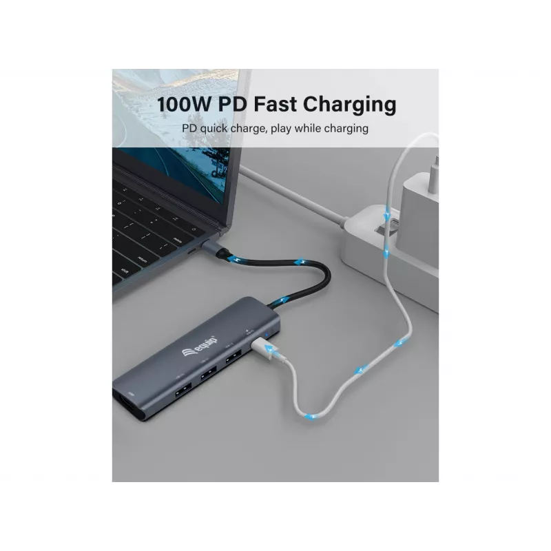 Equip USB-C 5-in-1 DAUGIAFUNKCIS adapteris, HDMI, USB 3.2 GEN1, 100W USB PD