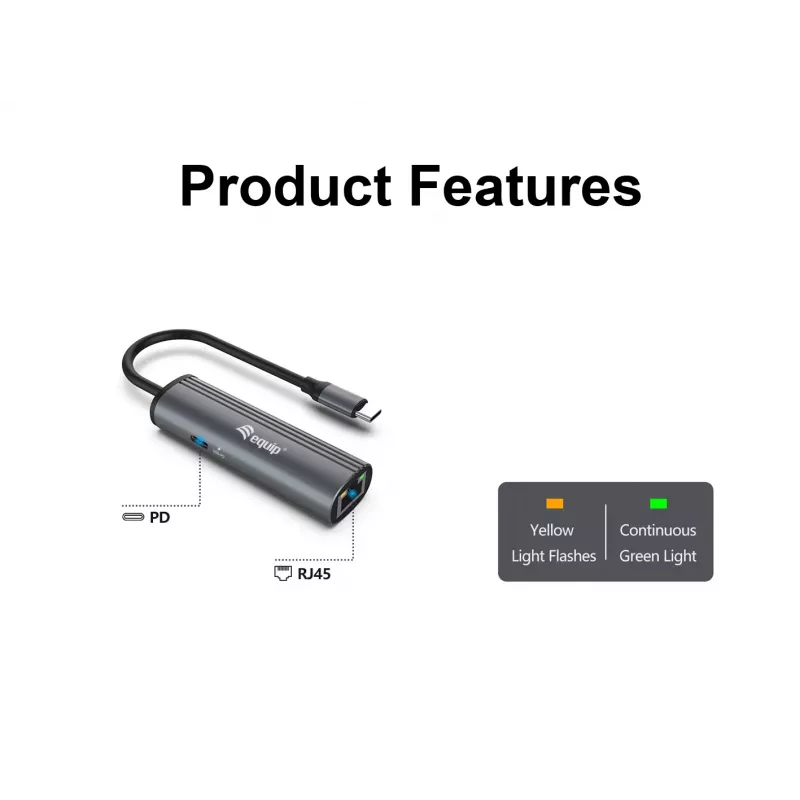 Equip USB-C į RJ45 Gigabit tinklo + PD adapteris USB Type-C 100W