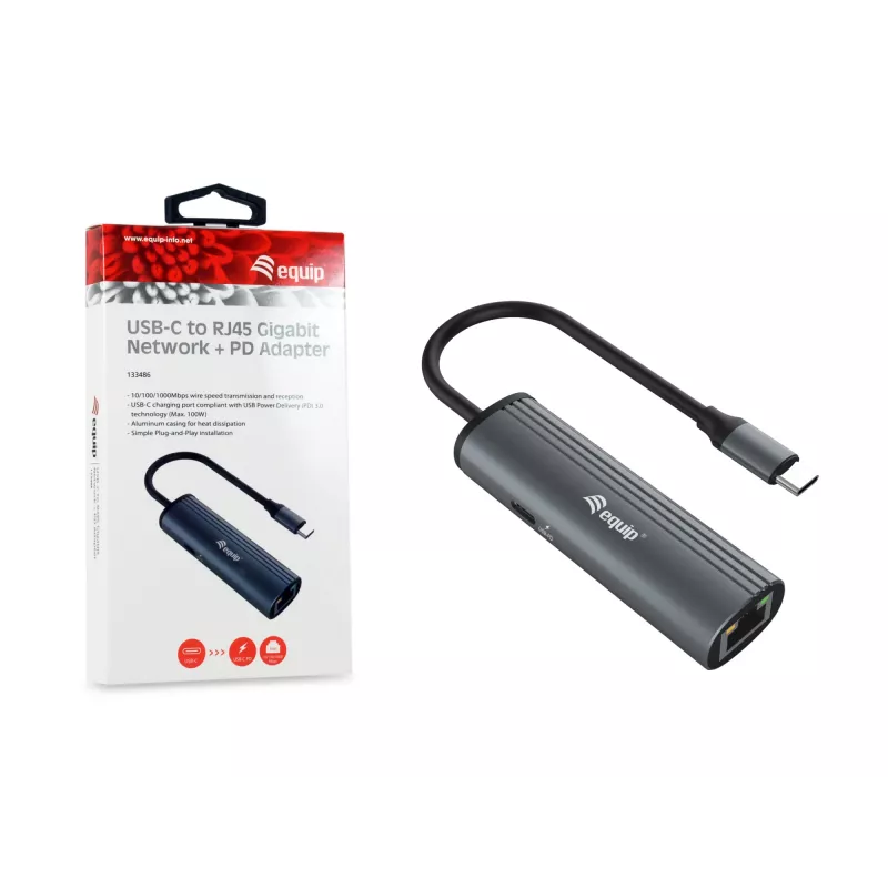 Equip USB-C į RJ45 Gigabit tinklo + PD adapteris USB Type-C 100W
