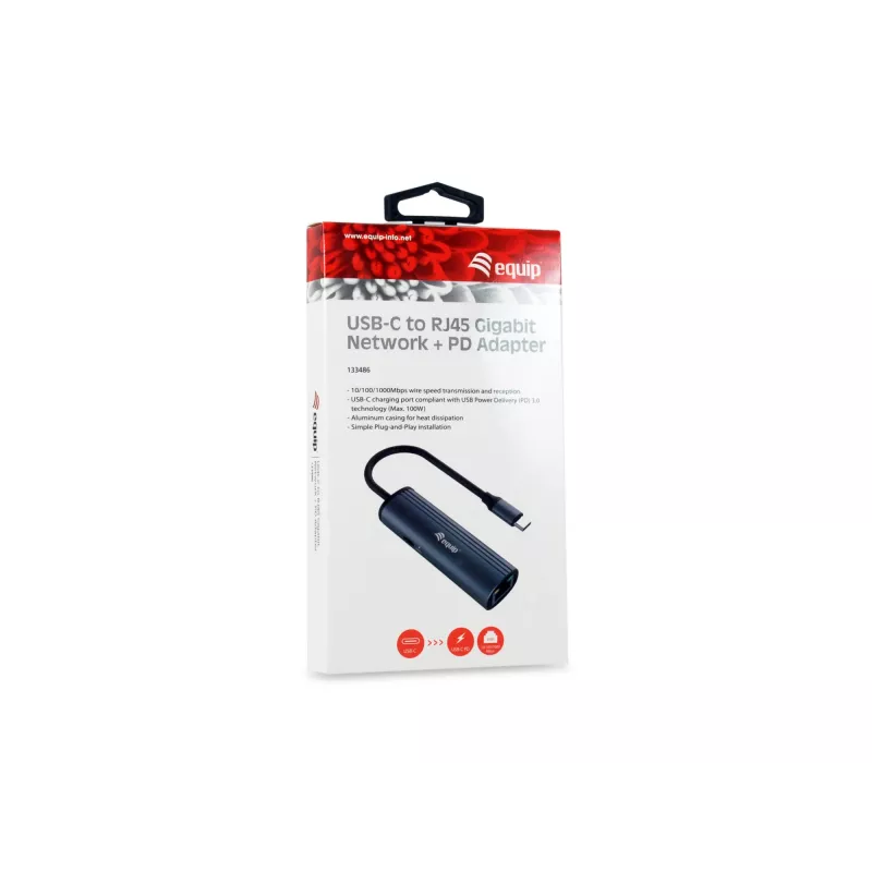 Equip USB-C į RJ45 Gigabit tinklo + PD adapteris USB Type-C 100W